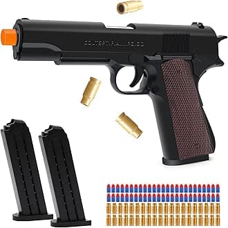 EagleGrove Soft Bullet Toy Gun with Shell Ejecting, Toy Pistol Guns with 50 Foam Bullets, Fake Prop Gun for Halloween Costume/Cosplay, Outdoor Shooting Game Toys Gifts for Christmas Birthday