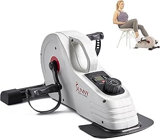 Sunny Health & Fitness Mini Exercise Bike, Under Desk Dual Function Arm & Leg Seated Pedal Exerciser for Senior Workout, Desk Cycle Cardio Training at Home, Optional Free SunnyFit App Connected