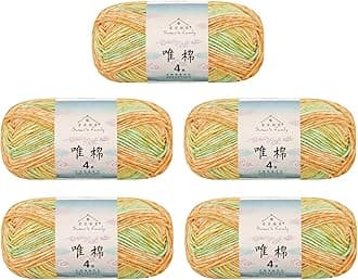 Susan's Family 4 ply 60% Cotton 40% Acrylic Yarn - Soft & Durable - 5 x 50g (1.76oz) - 655 Yards for Knitting & Crocheting - Baby Blankets, Amigurumi, Sweaters & More