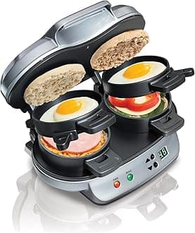 Hamilton Beach Dual Breakfast Sandwich Maker with Timer, Silver (25490)