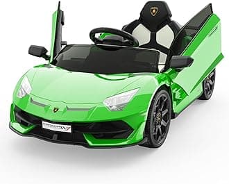HetoyRide on Car for Kids 12V Licensed Lamborghini Electric Vehicles Battery Powered Sports Car with Control, 2 Speeds, Sound System, LED Headlights and Hydraulic Doors