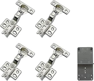 – 90 Degree Inset 26 mm Soft Close Hinge with Hydraulic Damper for Kitchen Cabinet Cupboard Wardrobe Light Door Automatic Hinges with Cushioning Pack of 4 with Drilling Template