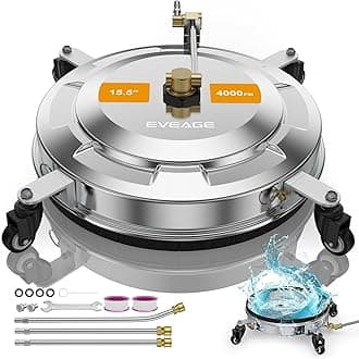 EVEAGE 2-in-1 Pressure Washer Surface Cleaner, Reversible Undercarriage Pressure Washer Attachment, 15.5" Commercial Grade Surface Cleaner with Wheels, Extension Wands 1/4" Quick Plug