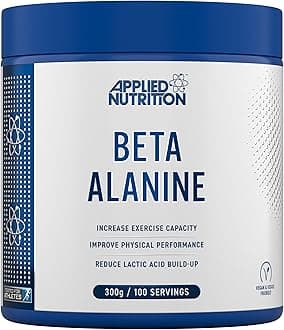Applied Nutrition Beta-Alanine Amino Acid Pre Workout Powder 3000mg per Serving Enhances Training Duration & Physical Performance Gluten Free, Suitable for Vegans (300g - 100 Servings) (Unflavoured)