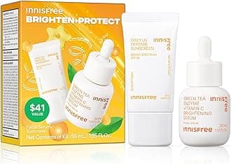 innisfree Brighten + Protect Set, Skincare Set with Korean Sunscreen for Face and Vitamin C Serum for Glow and Radiance
