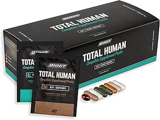 Total Human Adult Multivitamin Comprehensive Capsule Packs with Day and Night Support, Daily Vitamin Packs for Men and Women, Dietary Supplement Capsules, 30-Day Supply, 60 Packs
