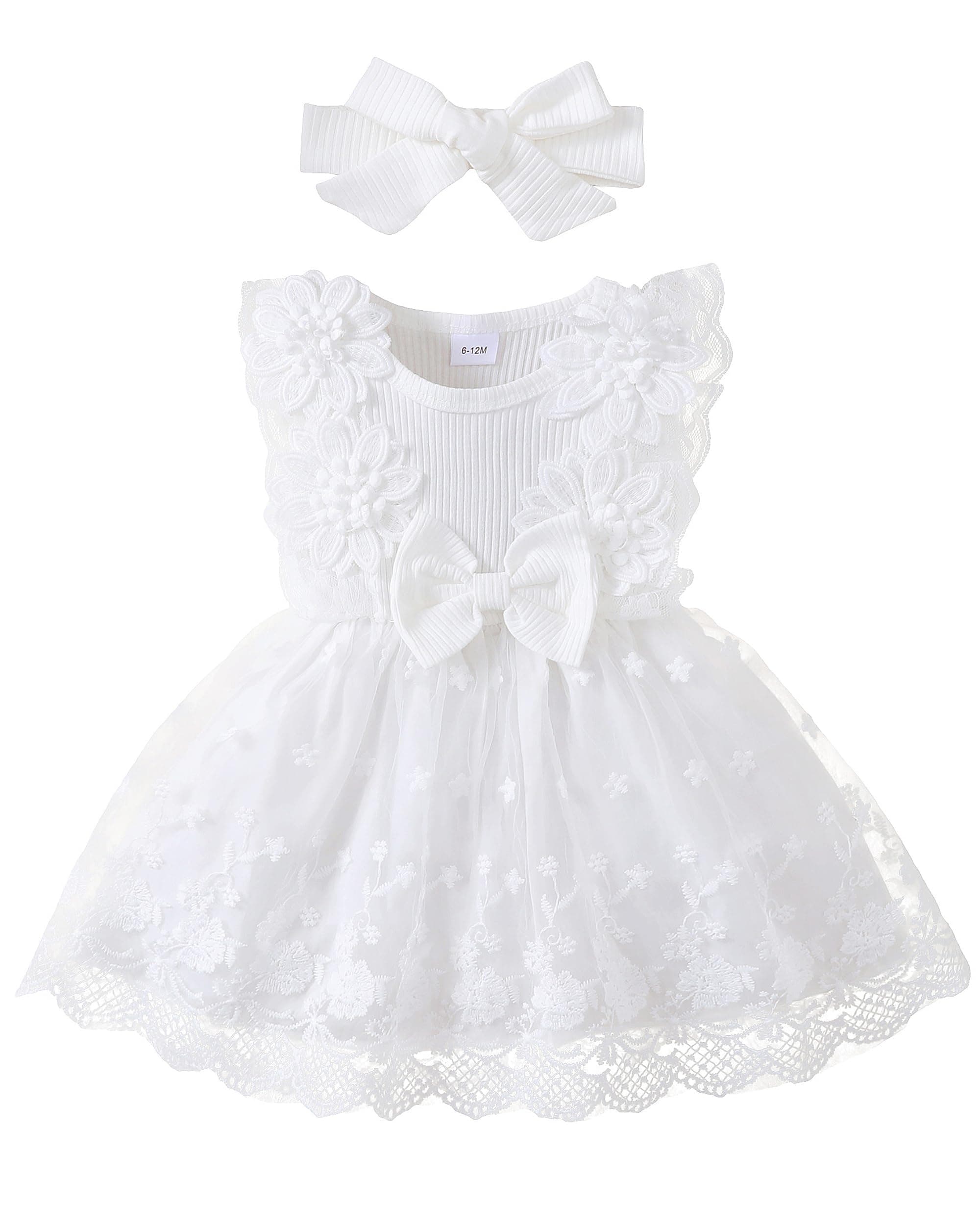 Baby Girl Flower Dress Summer, Tutu Tulle Boho Princess Wedding Birthday Party Dresses for Infant Girls 0-18 Months