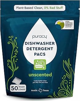 Dishwasher Pods, Dishwasher Detergent, Free & Clear Dish tabs - Enzyme-Powered, Spot & Residue Free - TikTok Trend Items, Must Haves from TikTok Made Me Buy It (Free & Clear, 50 Count)