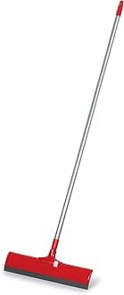 Cello Kleeno Standee Floor Wiper| Flexible Rubber Lip | Brush Body Plastic & Steel Rod | Lightweight | Cleaning Tool | Cleaning Home, Kitchen, Bathroom | Red and Grey