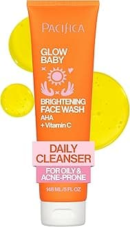 Beauty Glow Daily Face Cleanser, Exfoliating, Vitamin C, AHA, Vanilla, For All Skin Types, Sulfate and Paraben Free, Vegan and Cruelty Free, 16 oz