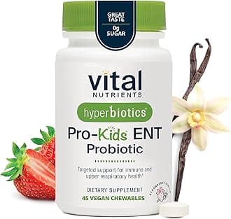 Vital Nutrients Pro Kids Probiotic ENT | Toddler Probiotics for Kids Ear, Nose and Throat | Targeted Immune and Digestive Health | Strawberry-Vanilla 45 Sugar-Free Chewable Tablets