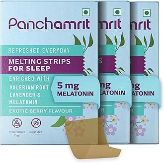 Panchamrit Melting Strips for Sleep Melatonin 5mg, 90 Vegan Strips (Pack of 3) | Natural Sleep Aid | Sugar-Free, Non-Habit Forming |Ayurvedic Herbs-Valerian Root, Lavender & Chamomile | 3-month supply
