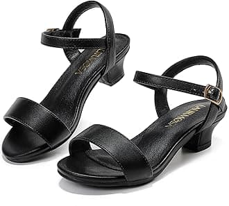 Girls Sandals Low Heels Girls Dress Shoes in Wedding Party Summer Open Toe Ankle Strap for Little Big Kids Toddler