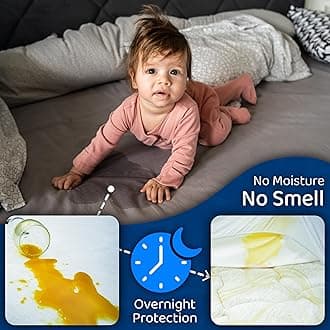 CushTello­™ 100% Waterproof Mattress Protector King Size Bed Cover - 180gsm Cotton Blend Mattress Cover King Size Bed Protector Waterproof - Noiseless, Soft, Breathable & Machine Washable