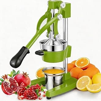 Commercial Heavy Duty Cast Iron Hand Press Manual Orange Citrus Lemon Lime Grapefruit Pomegranate Fruit Juice Squeezer Machine with Stainless Steel Cup Green