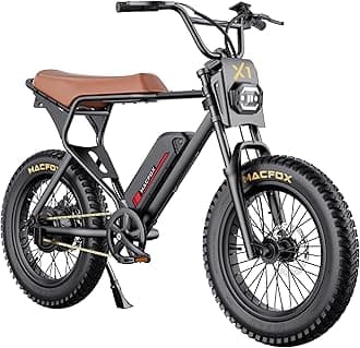MACFOX Ebikes for Adults, 750W Electric Bike Wheelie 25 MPH Max Speed, 38 Miles Range, 20" Fat Tire E-Bike with Front Suspension, E-Bikes for Riding to School, X1S(Class-3)