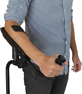 KMINA Adjustable Forearm Crutch for Adults (x1 Unit, Right Handed), Ergonomic Non-Slip Handles with Elbow Support, Patented, PRO Model, Made in Europe