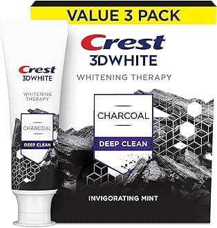 3D White Whitening Therapy Charcoal Deep Clean Invigorating Mint Teeth Whitening Toothpaste, 4.6 oz Pack of 3, Anticavity Fluoride Toothpaste, Gently Brightens Teeth, Strengthens Enamel