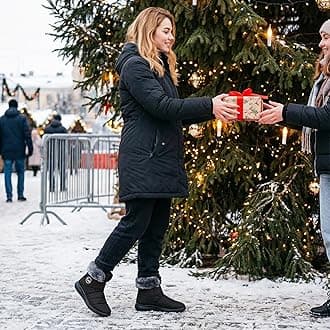 Aomigoct Women Winter Snow Boots: Fur Lined Warm Slip On Boots for Women Waterproof Booties Comfortable Outdoor