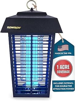 Electric Bug Zapper 1 Acre Outdoor Insect Control with Dual Lure Method, 40W UV Light & Octenol Attractant for Fly & Mosquito, 5600V Kill Grid, Made in USA, UL Certified