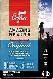 ORIJEN Amazing Grains High Protein Dry Dog Food Original Recipe 4lb Bag