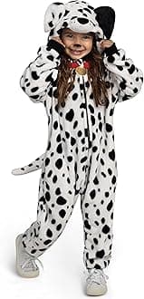 Spooktacular Creations Unisex Animal jumpsuit Pajama for Kids Zip-Up Puppy Hooded Jumpsuit Halloween Cosplay Costume Sleepwear Homewear