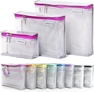MUMI Travel Toiletry Bag Set of 3 – Clear TSA Approved Toiletry Bags for Women – Reusable Water-Resistant Makeup Organizer Pouches for Skincare, Cosmetics, Travel Accessories, Airport Packing - Pink