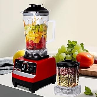 1200W 2L Smoothie Mixer Professional Blender/Comes With Big Blending Cup and Small Grinding Cup/Equipped with 6 Stainless Steel Blades/with 15 Adjustable Speeds/Max 48000 RPM UK