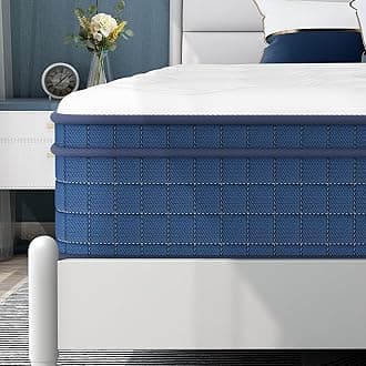 King Size Hybrid Mattress, 5FT Pocket Sprung, 10In Medium Firm, Soft Blue Fabric & Breathable Foam for Cool Comfort Sleep, Supportive King Mattress (150X200X25cm)