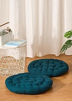 Premium Cotton Floor Seating Cushion | Luxurious Comfort & Microfiber Fill 60X60 CM Large Size for Meditation | Pooja | Living Room | Pets | Outdoor Botanical Green Pack of 2