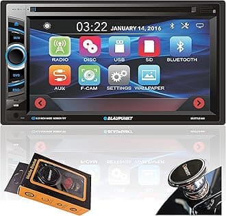 BLAUPUNKT Seattle 660 6.2-Inch in Dash Touch Screen Multimedia Car Stereo Receiver, USB, SD Card and Aux with Bluetooth with Backup CAM + Gravity Magnet Phone Holder Bundle, Black (SEATLE660+M)