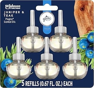 PlugIns Refills Air Freshener, Scented and Essential Oils for Home and Bathroom, Juniper & Teak, Fresh Collection 3.35 Fl Oz, 5 Count