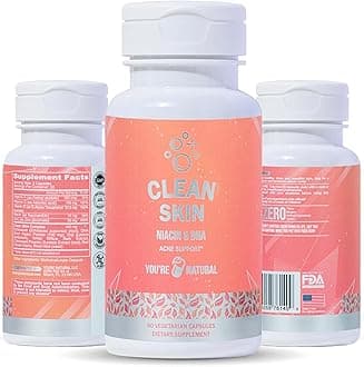 Clean Skin Supplement | Acne Support | Skin Support Vitamins for Women, Men & Teens, Vitamin A, Zinc, DHA, Vitamin B3, Vitamin C, Vitamin E - Gluten Free - Made in USA - 60 Capsules