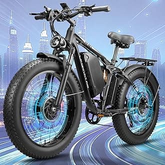 6000W-Peak-Dual-Motor-Ebike for Adults-Men,52V 34Ah 1768Wh Battery Full-Suspension-Mountain-Bike for Off-Road Snow, 46MPH-Fast-Hunting-Electric Bike,24"*4.0" AWD -Fat-Tire-Electric-Bike UL Certified
