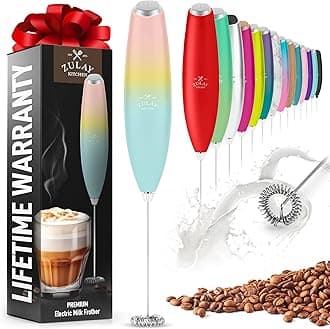 Zulay Powerful Milk Frother for Coffee with Upgraded Titanium Motor - Handheld Electric Whisk, Milk Foamer, Mini Mixer & Coffee Blender for Frappe, Latte, Matcha, No Stand - Pink