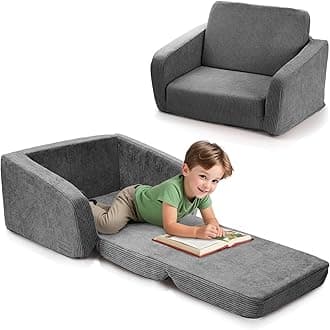 ZICOTO Sturdy Toddler Chair and Couch - The Perfect Gray Kids Sofa for Girls and Boys - Ideal Fold Out Sofa Chairs to Give Your Kids a Safe and Fun Place to Si