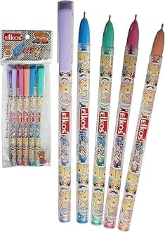 ELKOS BLUE Ballpoint Pens, 0.7mm Fine Point, Pack of 5, Cuty Ball Pens, Smooth Writing, School Office Home Everyday Pens, ZOFAX Black Ball Pen