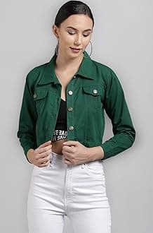 FUNDAY FASHION Women's Cotton Blend Self Design Plain Cotton Standard Length Blouson Jacket