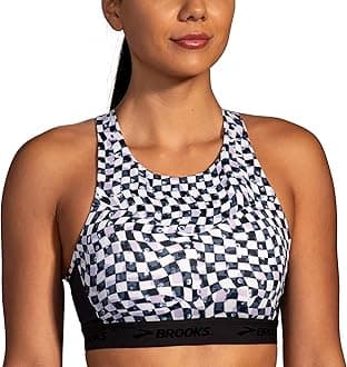 Brooks Women's 3 Pocket Sports Bra for Running, Workouts & Sports - Speed Check B/W - 32 A/B
