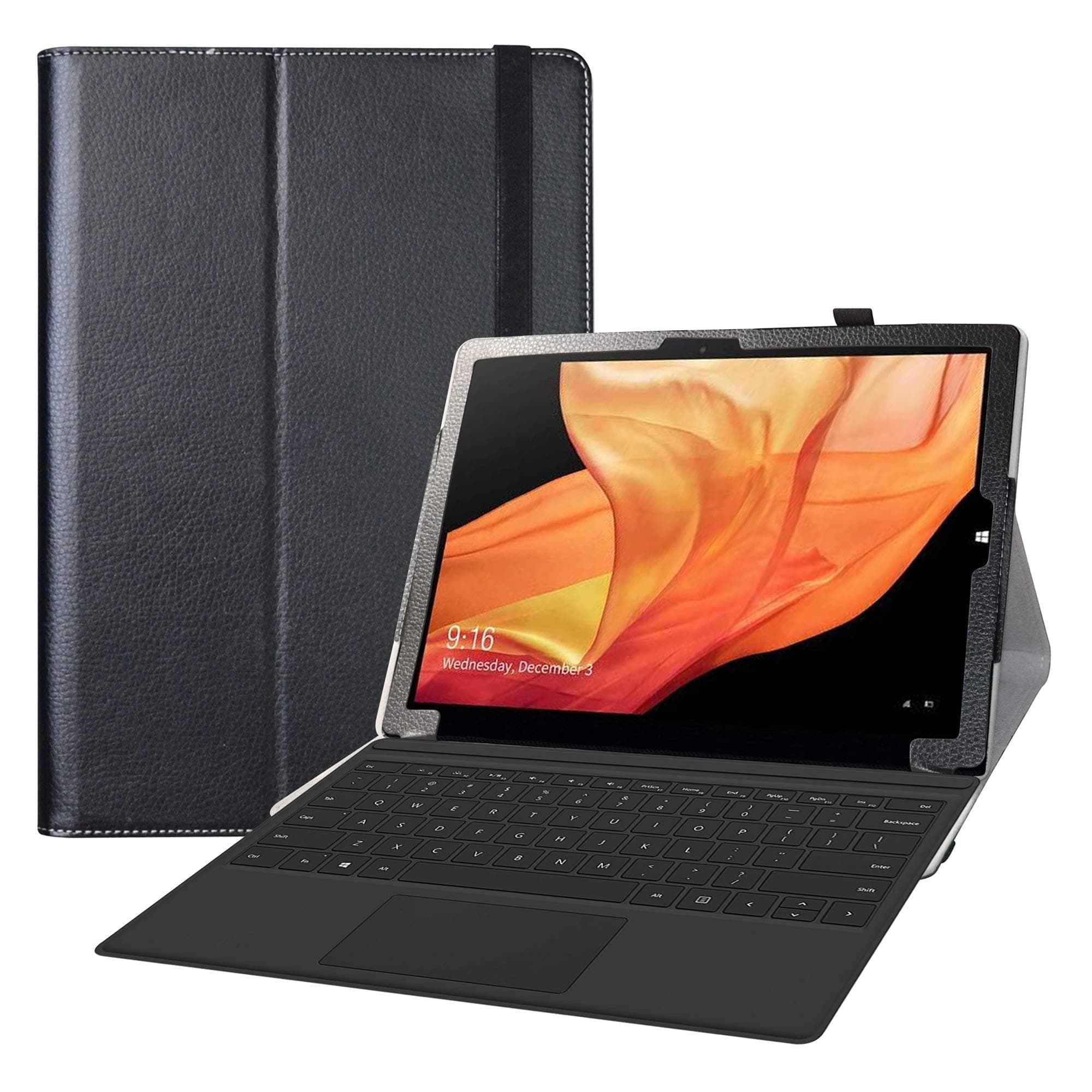 Bige for CHUWI UBook Pro Tablet Case,PU Leather Folio 2-Folding Stand Cover Case for CHUWI UBook Pro Tablet 12.3 Inch Windows Tablet (Not Fit 11.6" CHUWI UBook Tablet),Black