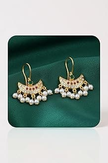 FASHIONS 18K Gold Plated Anti Tarnish Half Moon Design Maharashtrian Traditional Press on Bugadi Upper Ear Clip on Earrings for Women & Girls
