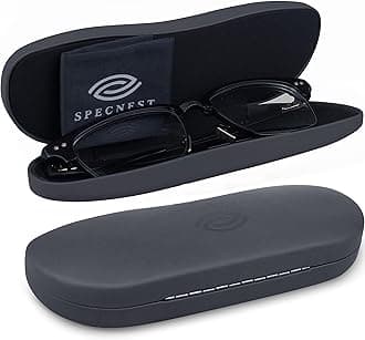 Eye Glass Case - Hard Shell Glasses Case for Eyeglasses and Sunglasses - Stainless Steel Shell with Vegan Leather for a Modern Professional Look - Hard Glasses Case