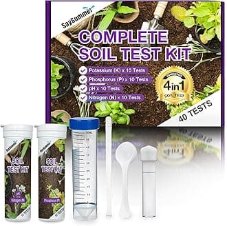 Soil Test Kit for Garden Lawn: Professional 4 in 1 Soil Testing Kit 40 Tests for pH Nitrogen Phosphorus Potassium for Gardening Plants Flowers Vegetables Indoor Ourdoor Soil Testing