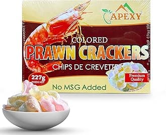 Authentic Prawn Crackers Uncooked, Crispy and Delicious Shrimp Chips for Party Appetizers and Snacks, No MSG, Cook and Serve, 8 oz (227g), Muti Color NO MSG ADDED