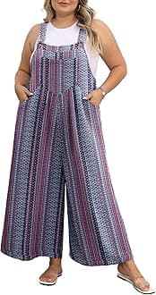 OLRIK Plus Size Jumpsuit for Women Wide Leg Adjustable Straps Overalls Loose Fit Romper with Pockets Fall Outfit