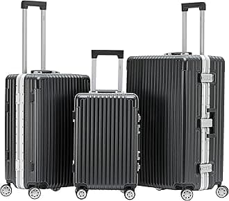 Flight Knight Premium Travel Suitcase - 8 Spinner Wheels - Built-in TSA Lock Lightweight Aluminium Frame, ABS Hard Shell Carry on Check in Luggage Highly Durable - Approved for Over 100 Airlines
