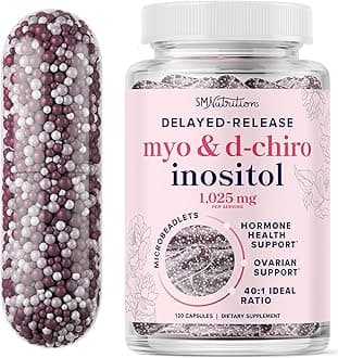 Myo-Inositol & D-Chiro Inositol for Hormone Balance for Women | Microbeadlets to Regulate Menstrual Cycle & Support Ovarian Health | 40:1 Ratio Myo & D Chiro | Non-GMO | 120 Ct (1 Month Supply)