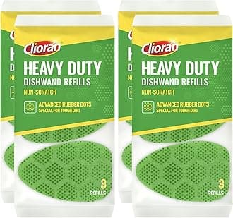 Leak Proof Dishwand Refills with Scrub Dots,Non Scratch Sponge Heads for Dish Wand,20% Thicker Heavy-Duty Scrubber Replacement,Fits Most Handles,Works with All Dish Soaps,Ideal for Kitchen