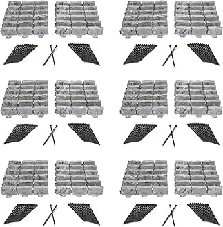 No-Dig Landscape Edging with Anchoring Spikes, 2.7 in. Tall Decorative Stone-Look Garden Border, 90 Foot Kit, Slate Gray (3602S-90C)