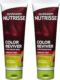 Garnier Hair Color Nutrisse Color Reviver 5 MIN Color Mask, Vibrant Red for Color Treated Hair to Nourish & Revives Vibrancy (For Auburn Reds), 4.2 Fl Oz, 2 Count (Packaging May Vary)